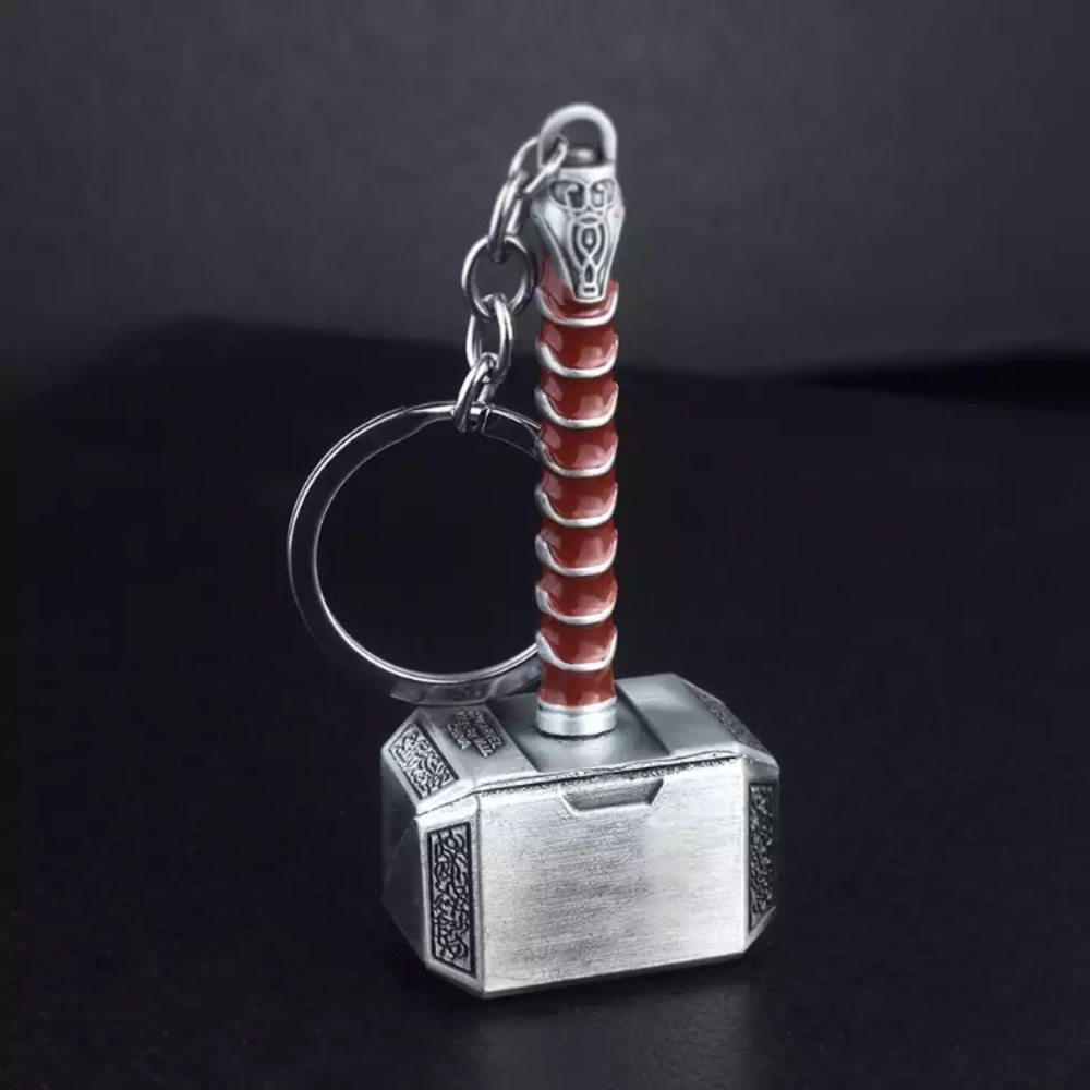 Thor Hammer Silver Zinc Key Chain - Picture 2 of 6